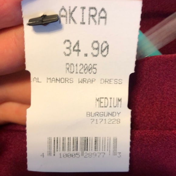 AKIRA burgundy long sleeve wrap dress - Picture 5 of 5